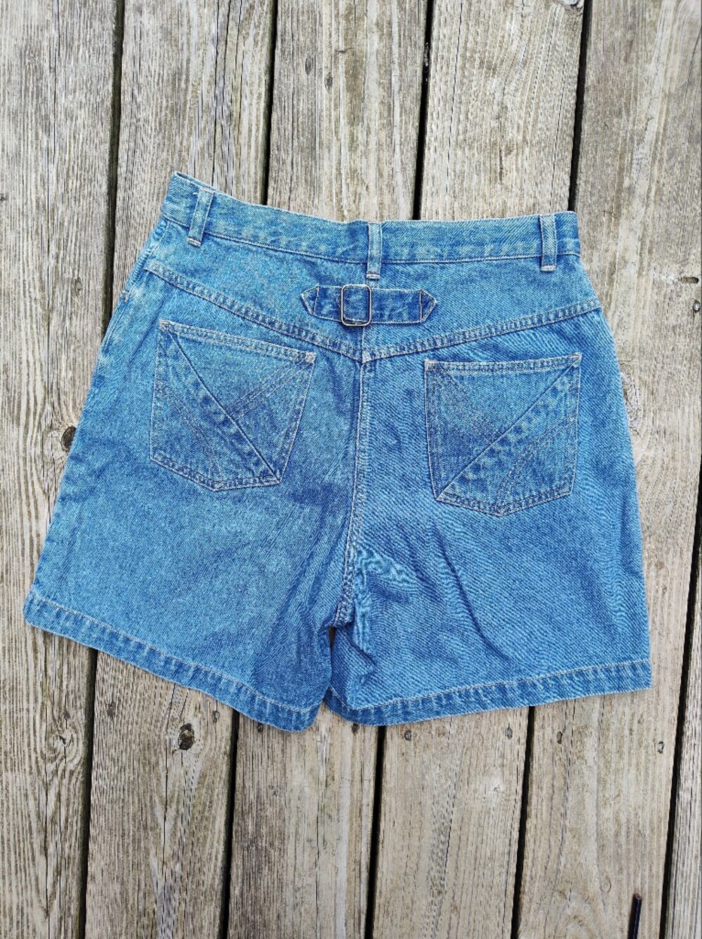 High Waist Wide Leg Denim Mom Shorts y2k Blue Jean Med Wash Sz 10 w/ 6" Inseam